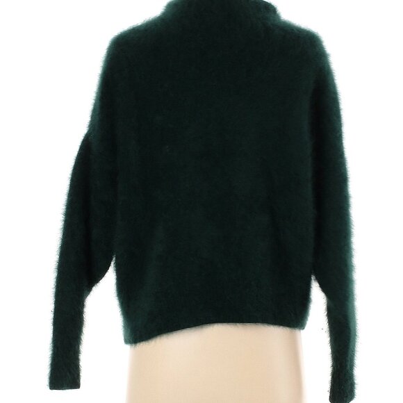 Dimple Hsu Dark Green LUSH, BEAUTIFUL Asymmetrical Mock Neck prob Angora Sweater - Picture 2 of 6